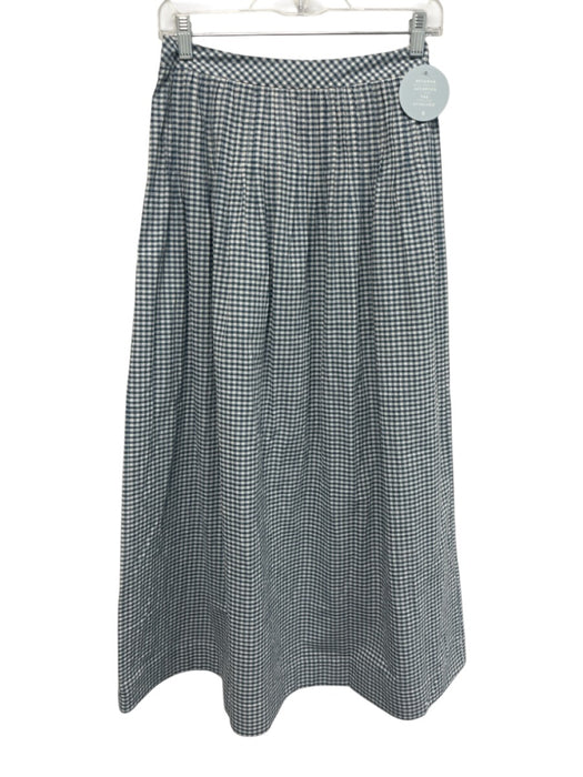 Hill House Size S Blue & White Cotton Gingham Zip Close Pleat Maxi Skirt Blue & White / S