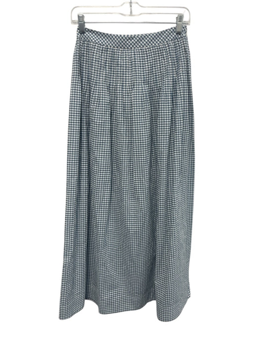 Hill House Size S Blue & White Cotton Gingham Zip Close Pleat Maxi Skirt Blue & White / S