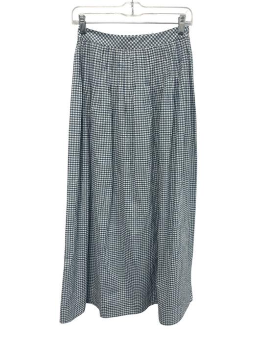Hill House Size S Blue & White Cotton Gingham Zip Close Pleat Maxi Skirt Blue & White / S