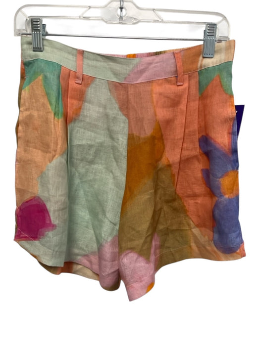 Vitamin A Size S Orange, Pink & Multi Linen Button Front Long Sleeve Short Set Orange, Pink & Multi / S