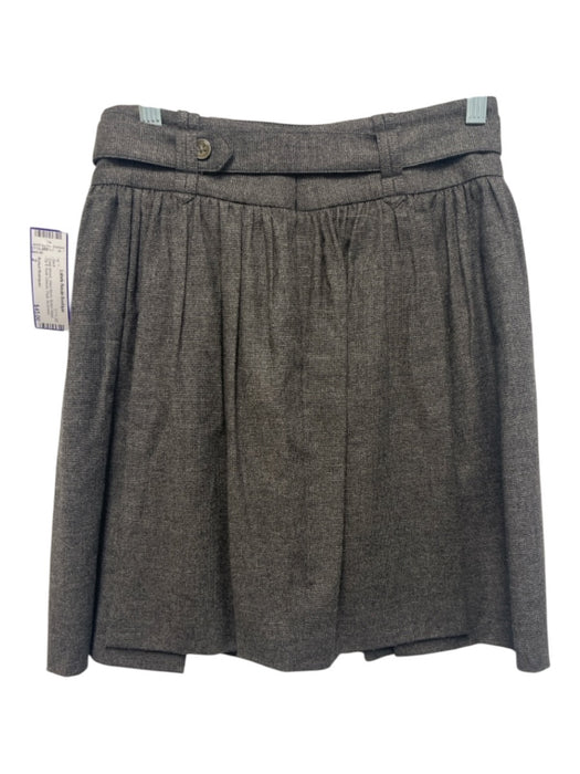 Robert Rodriguez Size 2 Deep Brown Wool Blend Belted Waist Pleat Skirt Deep Brown / 2