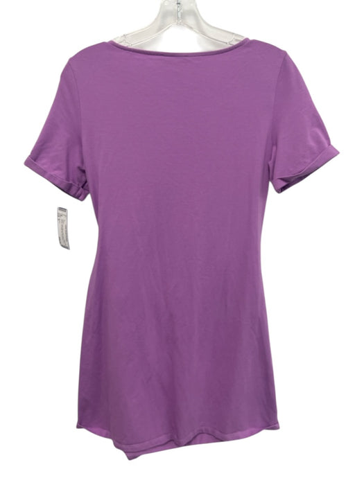 Sezane Size S Violet Cotton Blend Wide Neck Short Sleeve Tie Detail Mini Dress Violet / S