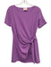 Sezane Size S Violet Cotton Blend Wide Neck Short Sleeve Tie Detail Mini Dress Violet / S