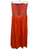 Ramy Brook Size S Orange Cotton Blend Sleeveless Midi Smocked Bodice Dress Orange / S