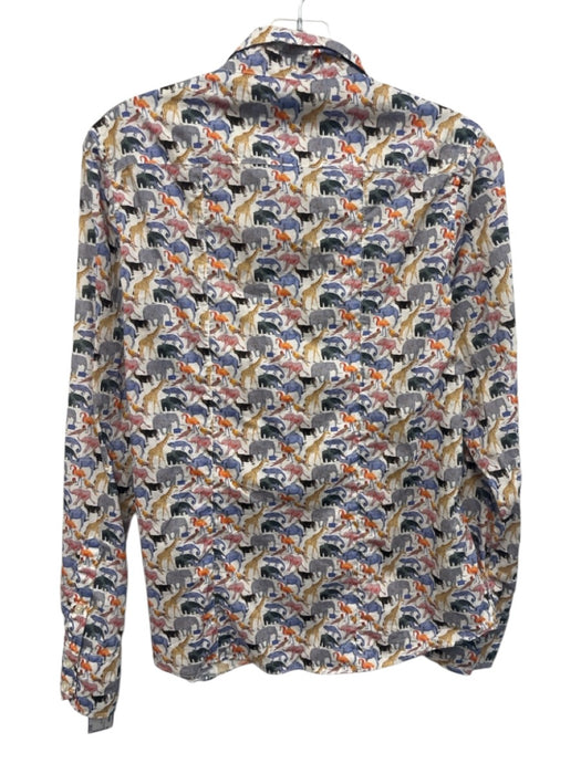 The Oxford Shirt Co. Size 16 White & Multi Cotton Button Front Printed Top White & Multi / 16
