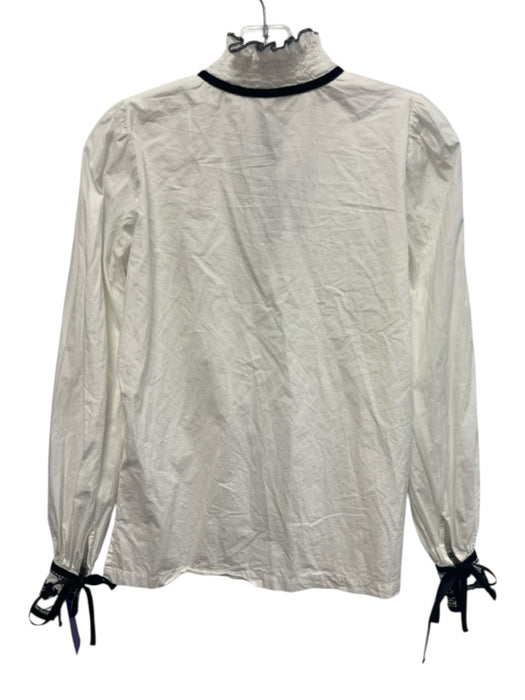 Beyond by Vera Size S White & Black Cotton Contrast Piping Keyhole Front Top White & Black / S