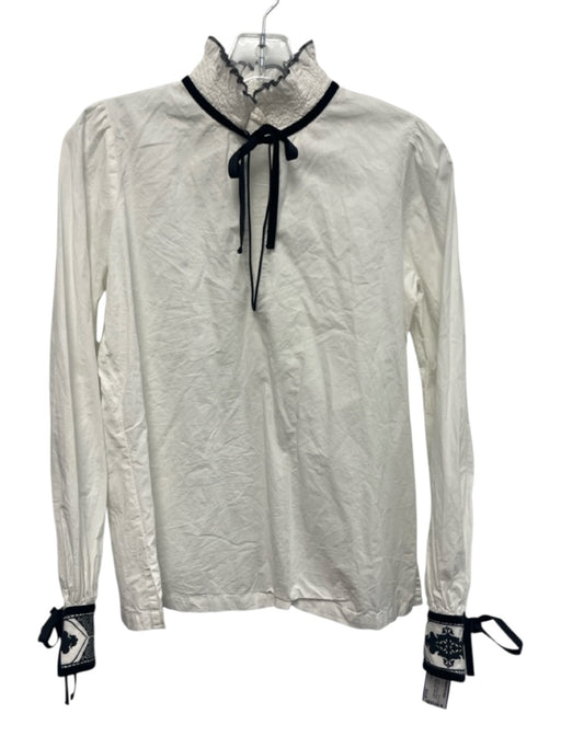 Beyond by Vera Size S White & Black Cotton Contrast Piping Keyhole Front Top White & Black / S