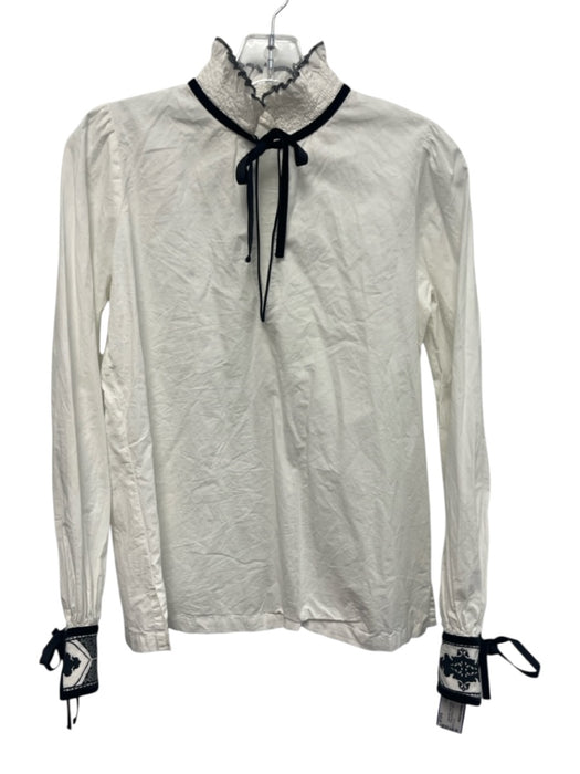 Beyond by Vera Size S White & Black Cotton Contrast Piping Keyhole Front Top White & Black / S