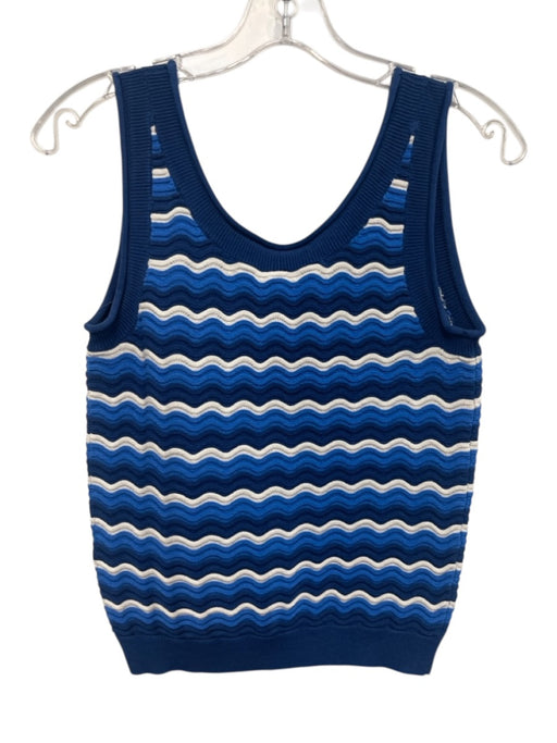 Southern Tide Size XS Blue & White Viscose Blend Zig Zag Sleeveless Top Blue & White / XS