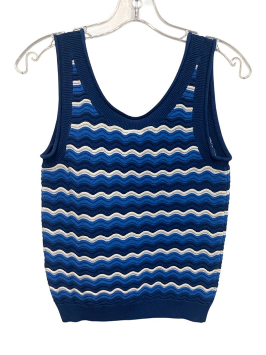 Southern Tide Size XS Blue & White Viscose Blend Zig Zag Sleeveless Top Blue & White / XS