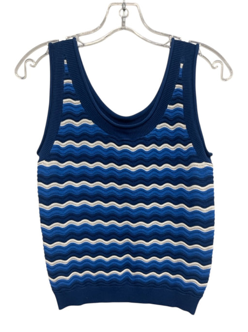 Southern Tide Size XS Blue & White Viscose Blend Zig Zag Sleeveless Top Blue & White / XS