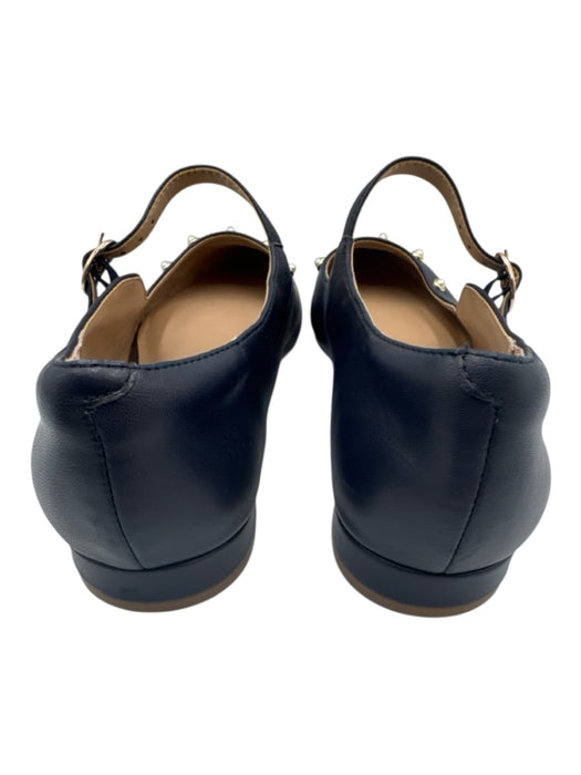 Draper James Shoe Size 9 Navy Leather Buckle Close Pointed Toe Pearl studs Shoes Navy / 9