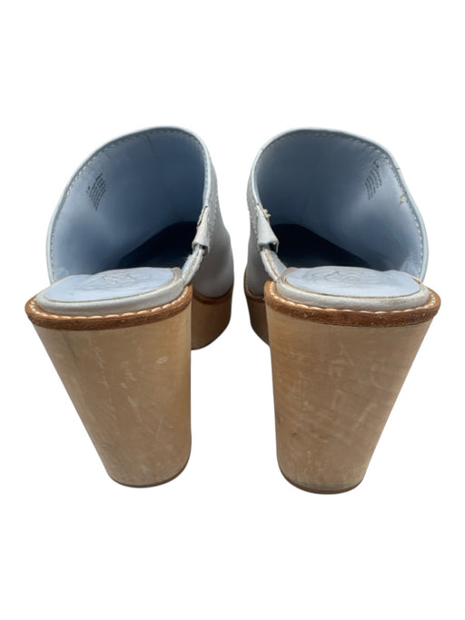 Antonio Melani Shoe Size 9.5 Pale Blue Leather Block Heel Clog Slip On Shoes Pale Blue / 9.5