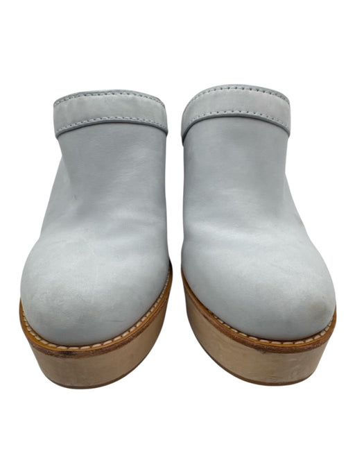 Antonio Melani Shoe Size 9.5 Pale Blue Leather Block Heel Clog Slip On Shoes Pale Blue / 9.5