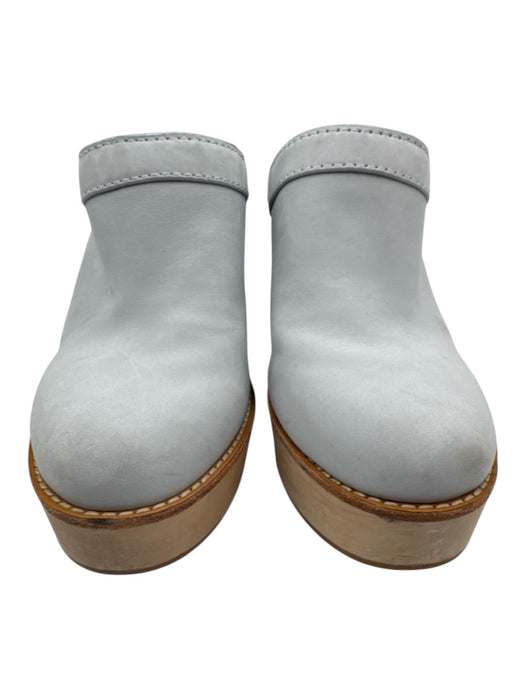 Antonio Melani Shoe Size 9.5 Pale Blue Leather Block Heel Clog Slip On Shoes Pale Blue / 9.5