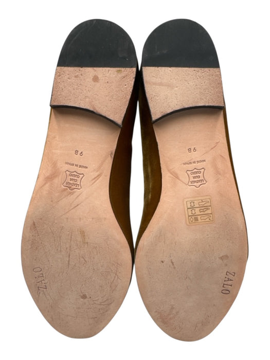 Zalo Shoe Size 9B Brown & Black Textile Bow detail Cap Toe Flat Velvet Shoes Brown & Black / 9B