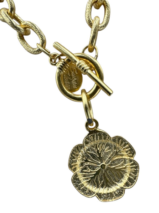 Susan Shaw Gold 24K Gold Plated Pendant Toggle Clasp Chain Link Necklace Gold
