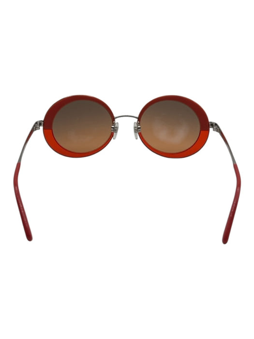 Chanel Red Metal & Acetate Round Lens CC Logo Vintage Gradient Sunglasses Red