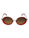Chanel Red Metal & Acetate Round Lens CC Logo Vintage Gradient Sunglasses Red