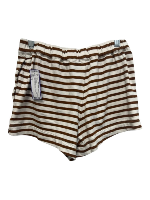 Lake Size S Brown & White Cotton Stripe Wide Neck Long Sleeve Short Set Brown & White / S