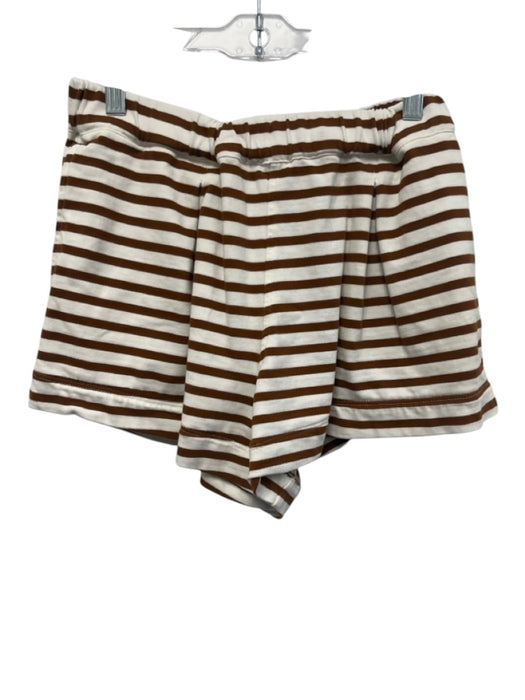 Lake Size S Brown & White Cotton Stripe Wide Neck Long Sleeve Short Set Brown & White / S