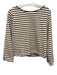 Lake Size S Brown & White Cotton Stripe Wide Neck Long Sleeve Short Set Brown & White / S