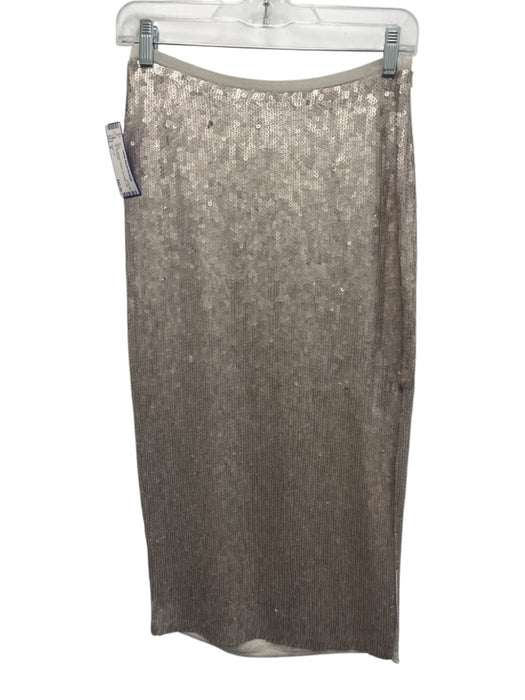 Chan Luu Size S Silver Viscose Sequin Zip Close Leg Slit Skirt Silver / S