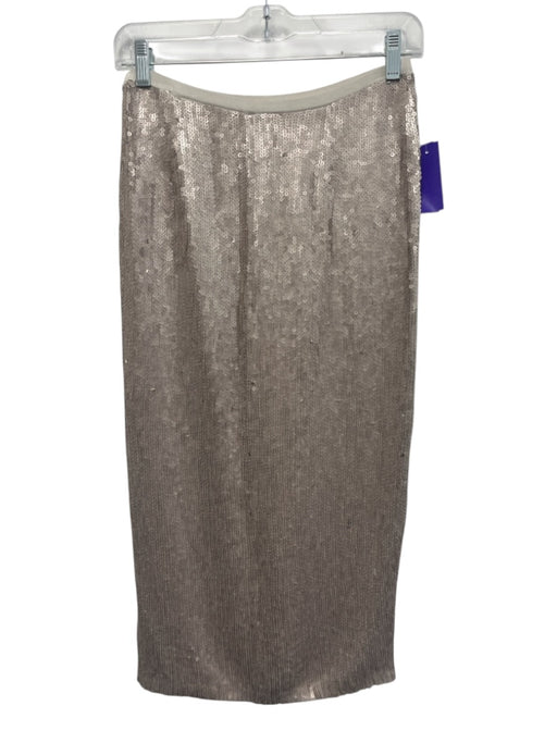 Chan Luu Size S Silver Viscose Sequin Zip Close Leg Slit Skirt Silver / S