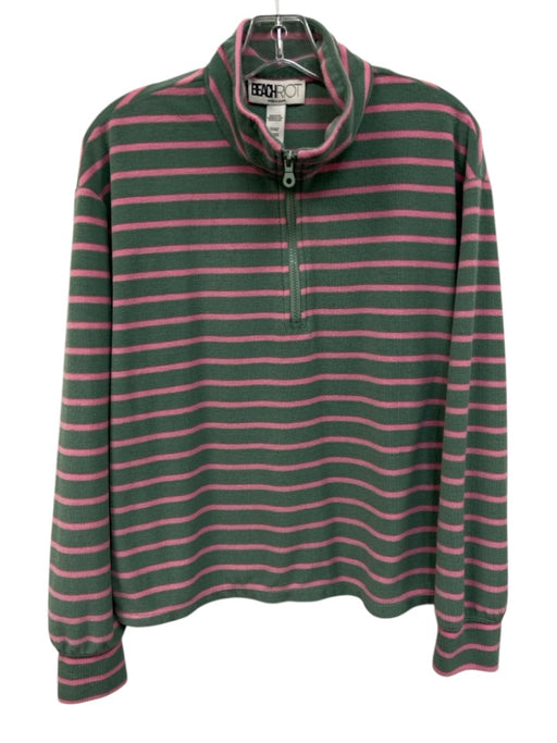 Beach Riot Size L Green & Pink Polyester & Rayon Terry Cloth Stripe Jacket Green & Pink / L