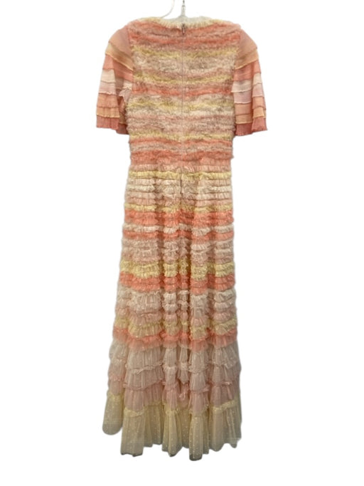 Needle & Thread Size 4 Pink, Orange, Yellow Polyester Short Sleeve Ruffles Dress Pink, Orange, Yellow / 4