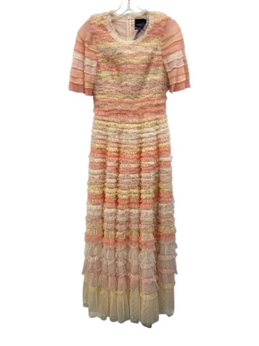 Needle & Thread Size 4 Pink, Orange, Yellow Polyester Short Sleeve Ruffles Dress Pink, Orange, Yellow / 4