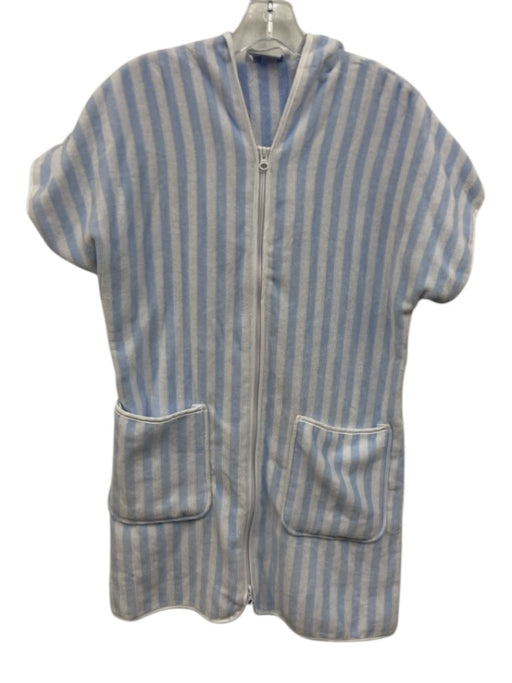 Weezie Towels Size XS/S Blue & White Terry Cloth Short Sleeve Stripe Midi Dress Blue & White / XS/S