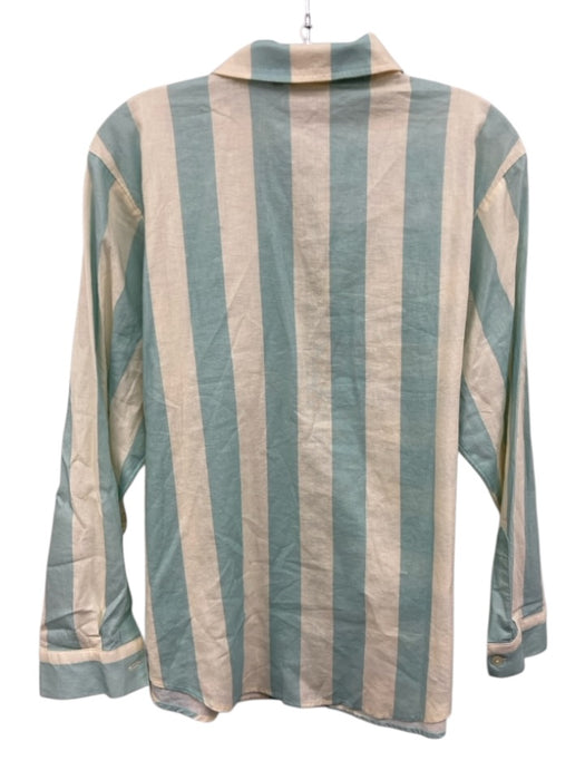 Spartina Size S Seafoam Green & Cream Linen & Cotton 3/4 Sleeve Stripe Short Set Seafoam Green & Cream / S
