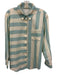 Spartina Size S Seafoam Green & Cream Linen & Cotton 3/4 Sleeve Stripe Short Set Seafoam Green & Cream / S
