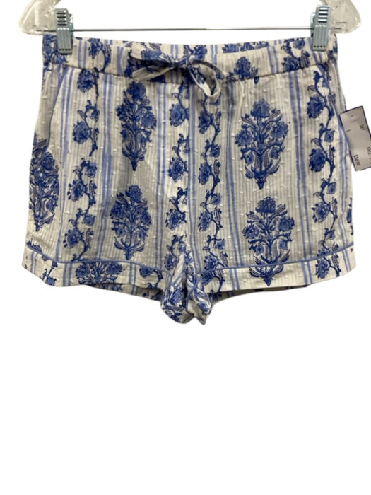 Roller Rabbit Size S Blue & White Cotton Short Sleeve Floral Print Short Set Blue & White / S