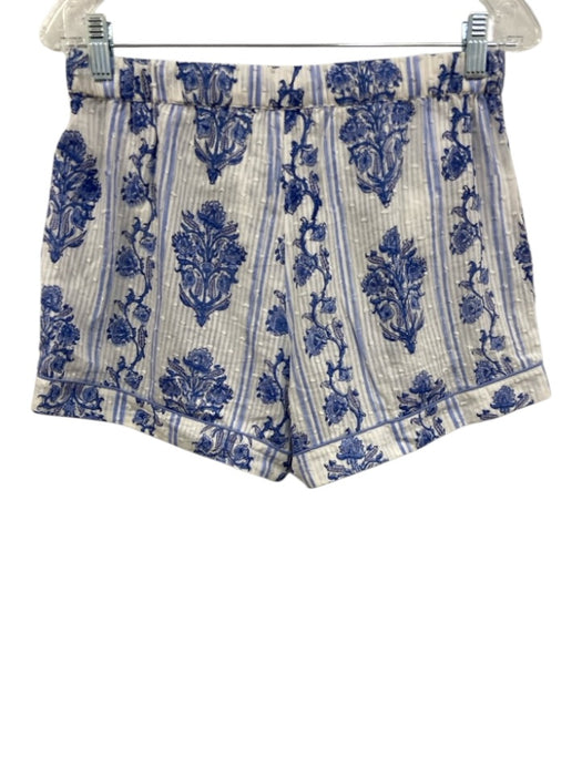 Roller Rabbit Size S Blue & White Cotton Short Sleeve Floral Print Short Set Blue & White / S