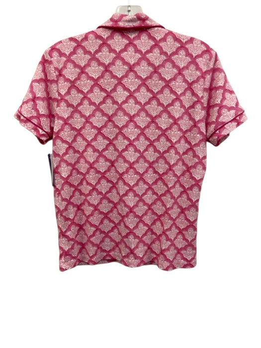 Roller Rabbit Size S Pink & White Pima Cotton Short Sleeve Pajamas Pant Set Pink & White / S