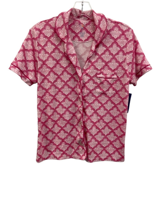 Roller Rabbit Size S Pink & White Pima Cotton Short Sleeve Pajamas Pant Set Pink & White / S