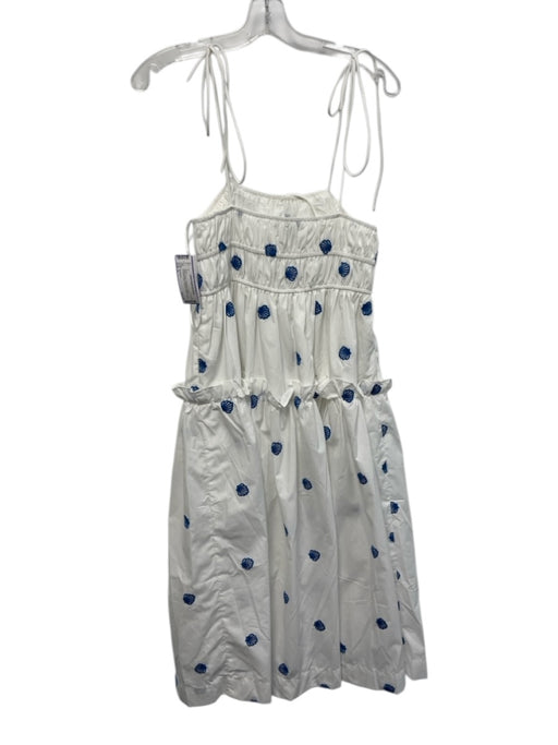 En Saison Size S White & Blue Polyester & Cotton Spaghetti Strap Seashell Dress White & Blue / S