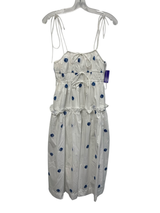 En Saison Size S White & Blue Polyester & Cotton Spaghetti Strap Seashell Dress White & Blue / S