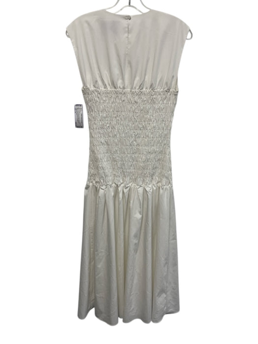 Mare Mare Size XS White Polyester Sleeveless Smocked Bodice Midi Dress White / XS