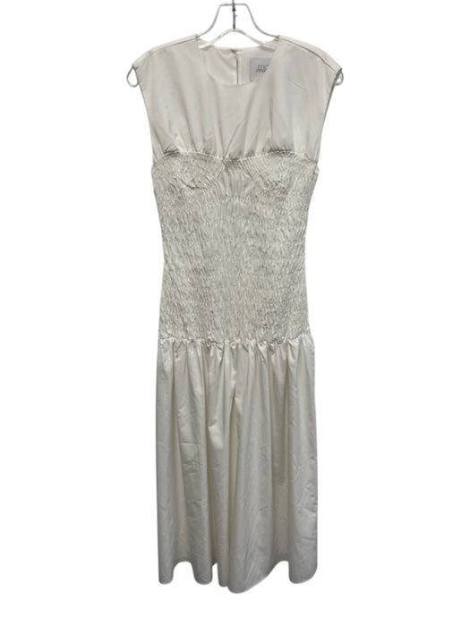 Mare Mare Size XS White Polyester Sleeveless Smocked Bodice Midi Dress White / XS
