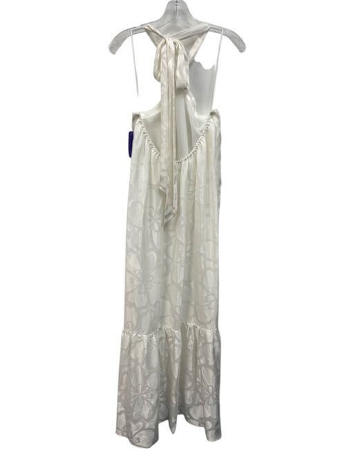 Ramy Brook Size S White & Rose Gold Viscose & Polyester Halter Tie Neck Dress White & Rose Gold / S