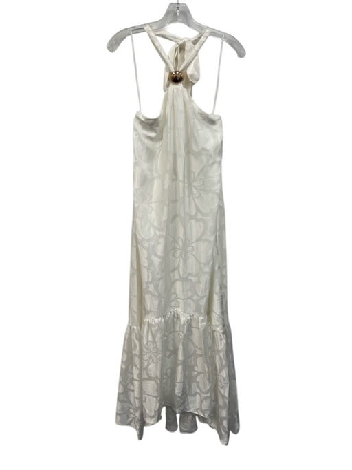 Ramy Brook Size S White & Rose Gold Viscose & Polyester Halter Tie Neck Dress White & Rose Gold / S
