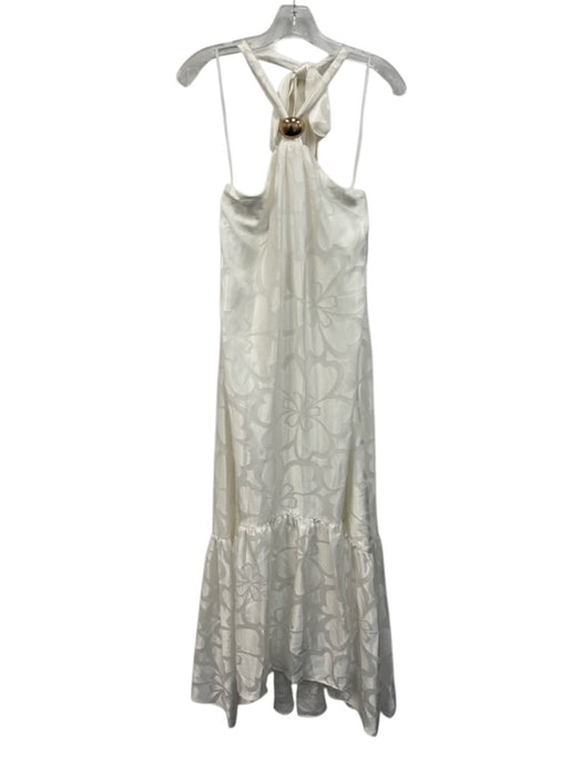 Ramy Brook Size S White & Rose Gold Viscose & Polyester Halter Tie Neck Dress White & Rose Gold / S