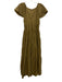 Staud Size XS Olive Green Nylon Short Sleeve Tiered V Neck Maxi Dress Olive Green / XS