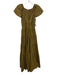 Staud Size XS Olive Green Nylon Short Sleeve Tiered V Neck Maxi Dress Olive Green / XS