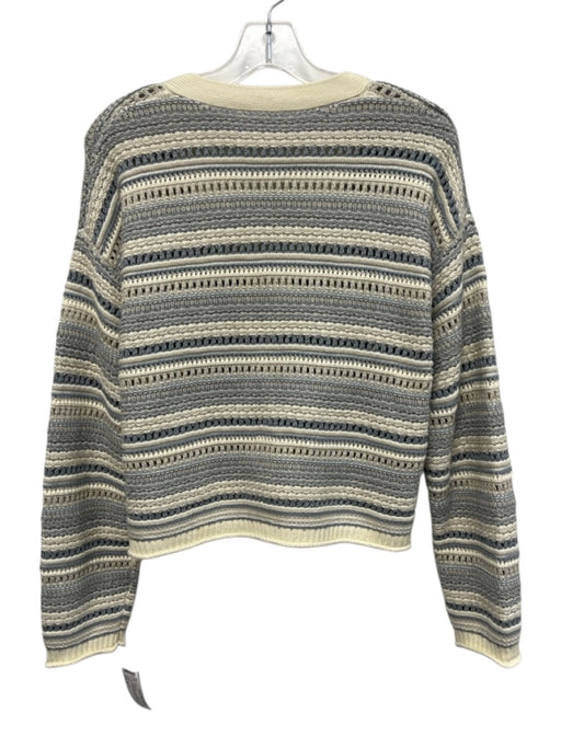 Splendid Size S Cream, Gray, Blue Cotton Long Sleeve Knit Buttons Cardigan Cream, Gray, Blue / S