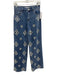 The Noli Shop Size 26 Medium Wash & White Cotton Denim Faux Pearl Wide Leg Jeans Medium Wash & White / 26