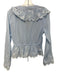 Hill House Size S Light blue & white Cotton Long Sleeve Floral Lace V Neck Top Light blue & white / S